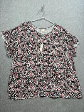 Max Studio Floral Tunic Blouse Womens Plus 2X Beach Boho Causal Cottagecore